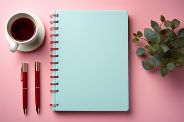 Sweet and simple composition featuring a single colorful notebook resting on a table, embodying the essence of daily organization and creativity