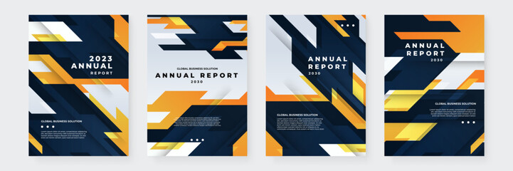 Colorful vector business corporate annual report cover template with shapes geometric for annual report and business catalog, magazine, flyer or booklet. Brochure template layout - obrazy, fototapety, plakaty