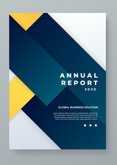 Yellow blue and white vector clean minimalist gradient annual report business cover template for brochure, magazine, poster, corporate presentation, portfolio, flyer, infographic. Easy to use