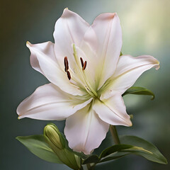 Obraz na płótnie Canvas View of white lily flower.