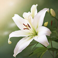 View of white lily flower.