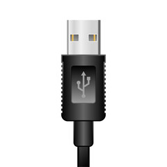 シンプルなイラスト_黒いUSB Type-A 2.0_オス