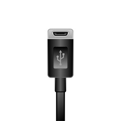 シンプルなイラスト_黒いMicro USB Type-B 2.0_メス