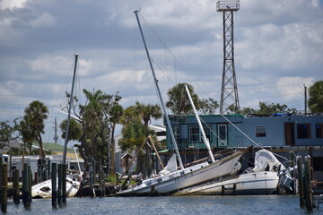 Hurricane debris fort myers beach florida salvanged boats