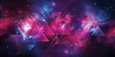 Beautiful Geometric Background in the Style of Interstellar Nebulae Cube Futurism - Dark Purple and Light Magenta - Anamorphic Art Tesseract Wallpaper created with Generative AI Technology
