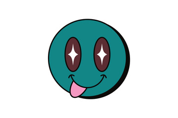 Cute Emoji Retro Sticker Design