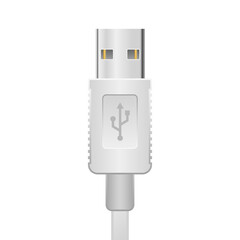 シンプルなイラスト_白いUSB Type-A 2.0_オス