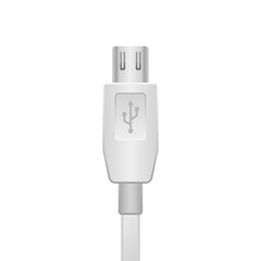 シンプルなイラスト_白いMicro USB Type-B 2.0_オス