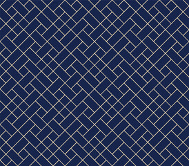 Fototapeta na wymiar The geometric pattern with lines. Seamless vector background. Gold and dark blue, texture. Graphic modern pattern. Simple lattice graphic design