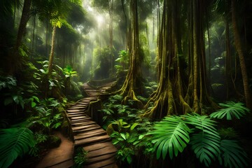 Deep tropical jungles of Southeast Asia in august - obrazy, fototapety, plakaty