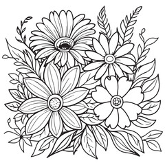 
Luxury floral outline drawing coloring book pages line art sketch
