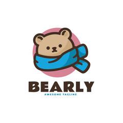 Vector Logo Illustration Bear Mascot Cartoon Style.