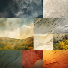 A collage of different natural Earth textures mixed in beautiful abstract background
