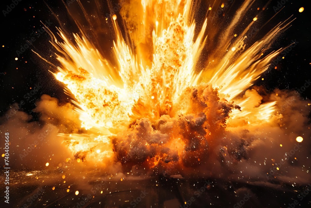 Poster dynamic explosion effect high resolution isolated on black background