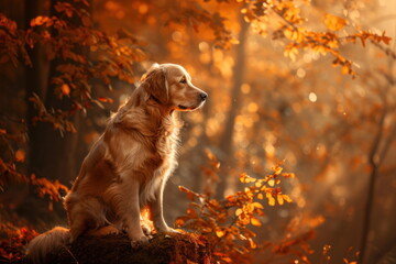 golden retriever dog on nature background, pet