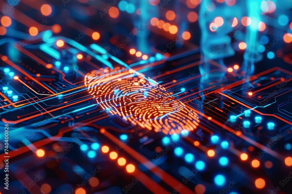 Aufkleber fingerprint recognition technology concept highlighting cybersecurity and biometric authentication