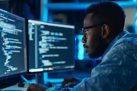 Focused it professional working on complex code in a tech-driven environment Embodying the essence of modern computing