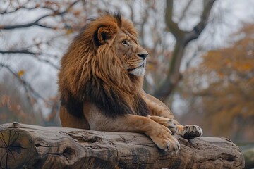 Obraz premium Majestic lion Symbol of strength and royalty Portrayed in its natural habitat