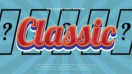 Blue white and red classic 3d editable text effect - font style