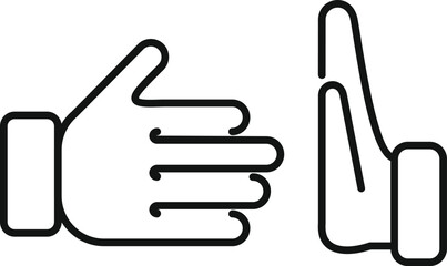 Stop hand shake icon outline vector. Avoid contact. Person social distance