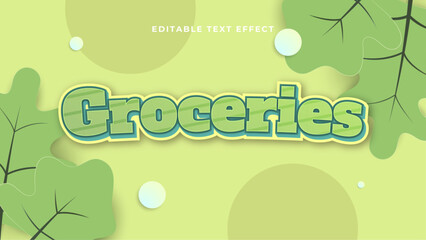 Green and white groceries 3d editable text effect - font style