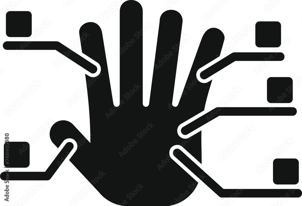 Poster signature palm scanning icon simple vector. board code. face id connect