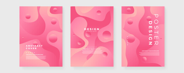 Pink minimalist and simple gradient color abstract cover with wave and fluid shapes. Template for annual report, magazine, booklet, proposal, portfolio, brochure, poster