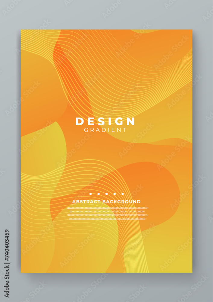 Poster Orange and yellow abstract gradient cover with fluid wave shapes. Vector design layout for banner presentations, flyers, posters, background and invitations