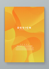Orange and yellow abstract gradient cover with fluid wave shapes. Vector design layout for banner presentations, flyers, posters, background and invitations