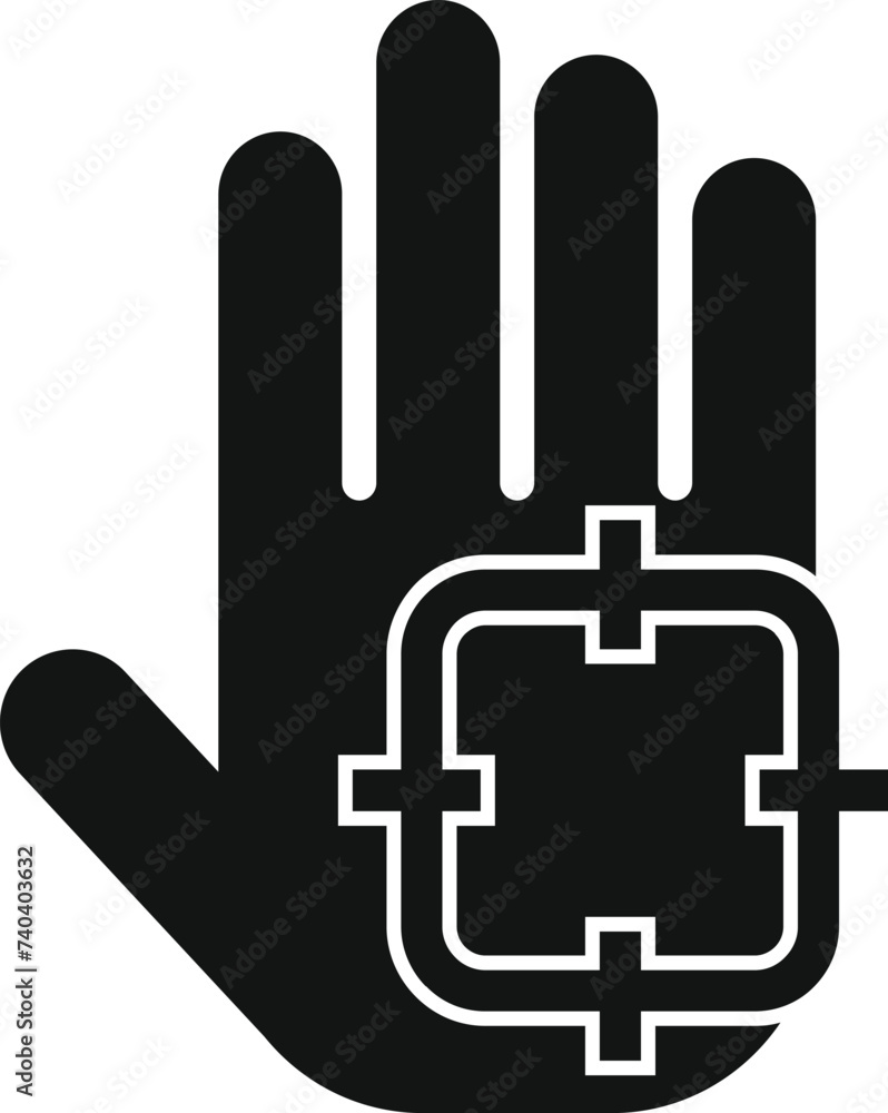 Poster target palm scanning icon simple vector. security smart bio. registration print