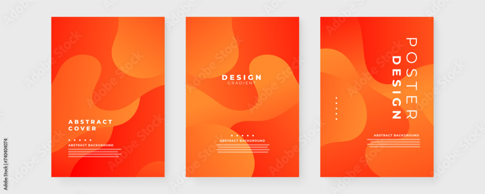 Poster orange minimalist and simple gradient color abstract cover with wave and fluid shapes. template for 