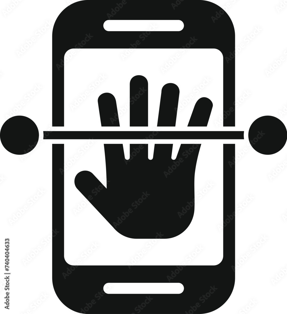 Poster phone scan palming icon simple vector. bio smart software. registration code