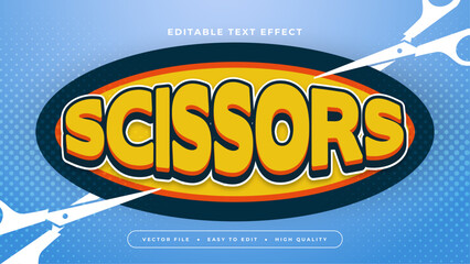 Blue white and yellow scissors 3d editable text effect - font style