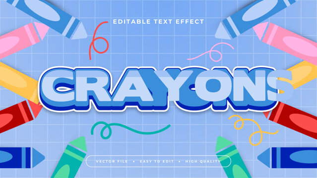 Colorful crayons 3d editable text effect - font style