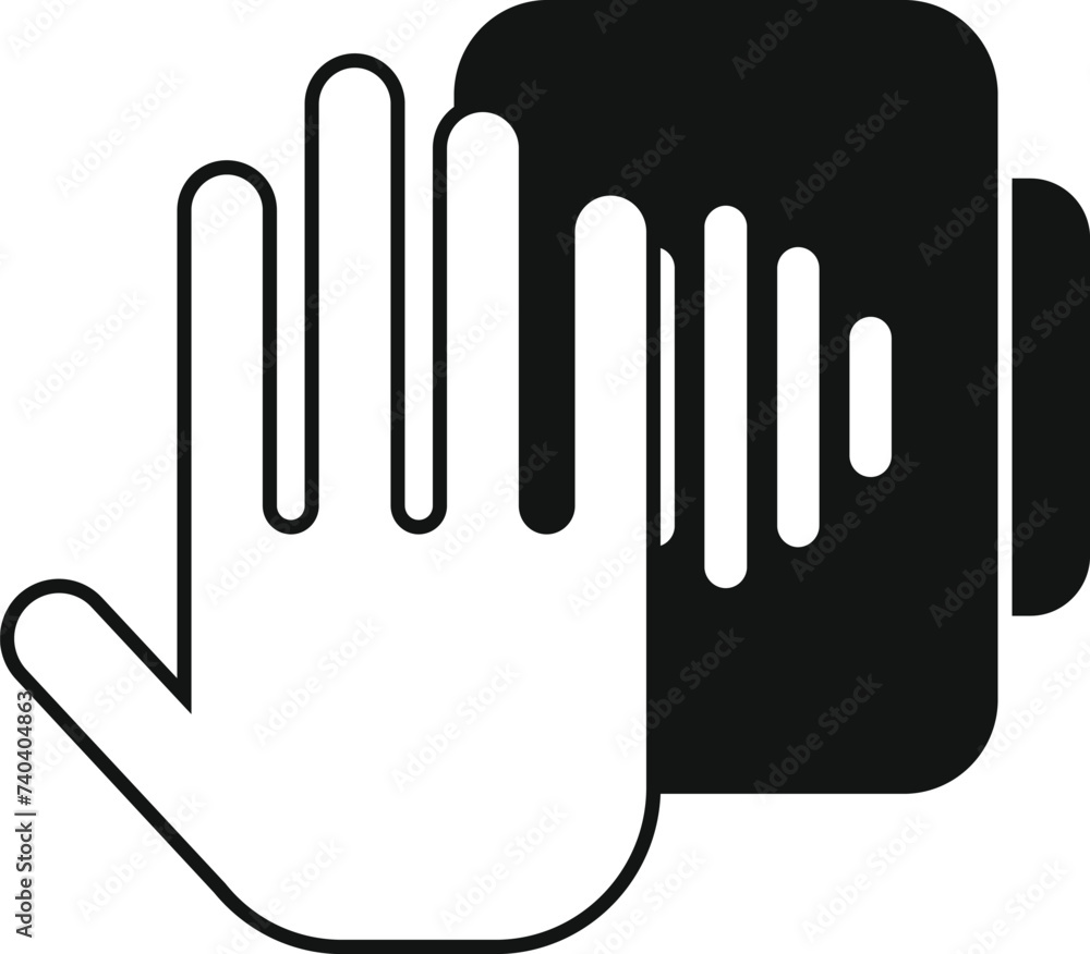 Poster signature palm scanning icon simple vector. identity voice. face id smart