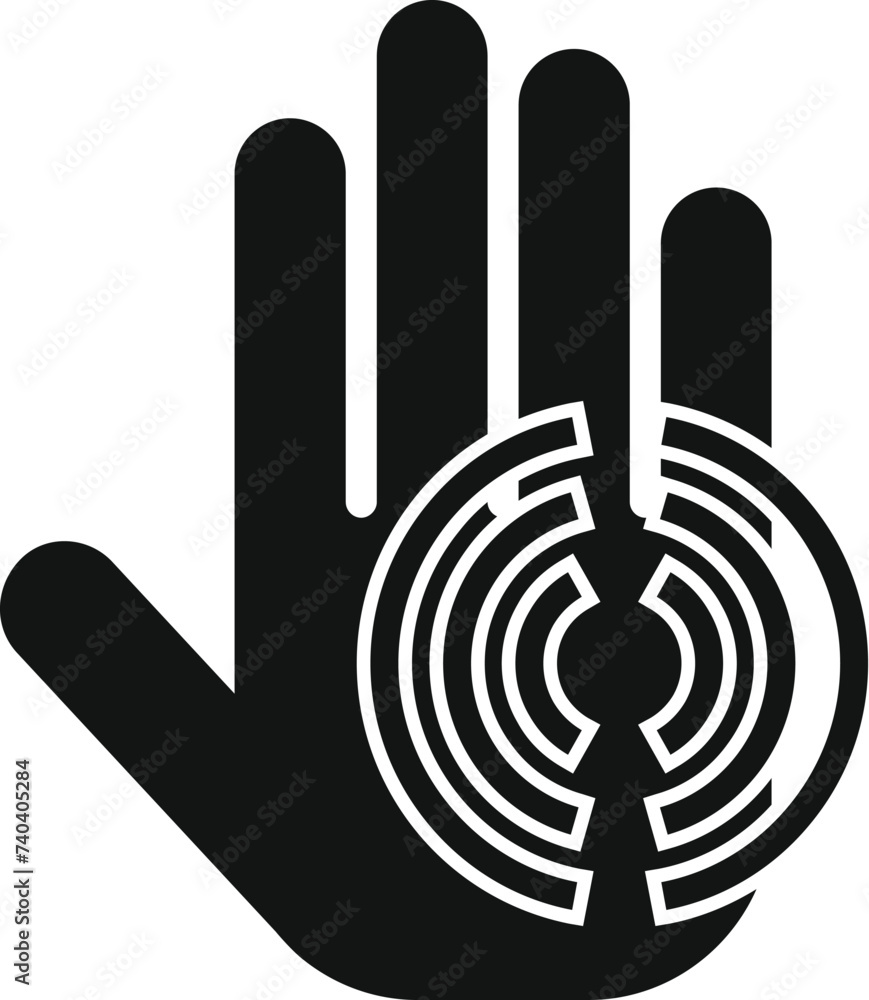 Poster circle palm scanning icon simple vector. print data id. scan signature