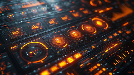 Obraz premium A futuristic interface with customizable data charts and graphs displaying realtime data on income and tax deductions. The user can input their personal financial information