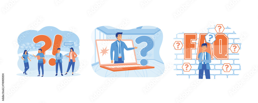 Poster communication platform. portraits of wise people think about or solve problems. frequently asked que