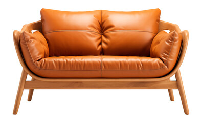 leather sofa with isolated against transparent background. Home decoration furniture concept
