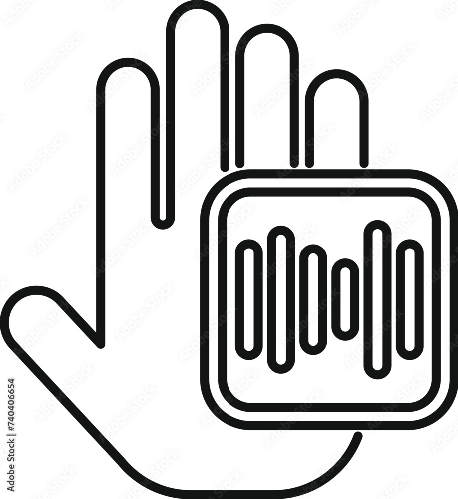 Poster rec palm scanning icon outline vector. smart automatic. signature system