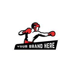 Boxer silhouette Logo design vector template. Boxing Sport Logotype