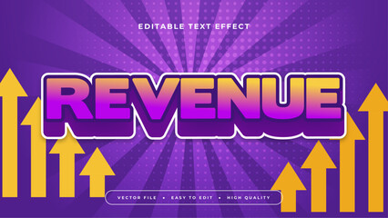 Yellow and purple violet revenue 3d editable text effect - font style