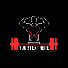 bodybuilding, muscles, biceps pose, vector illustration