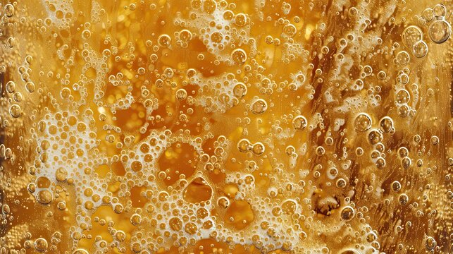 A background composed of countless tiny bubbles rising through a golden amber liquid, embodying the lively effervescence of a blonde beer. The bubbles vary in size, creating a dynamic and textured app