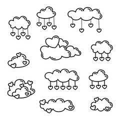 hand drawn cute love romantic doodle