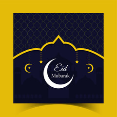 Eid Mubarak social media post design vector template for Eid festival