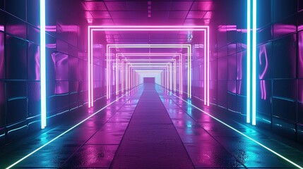 Abstract Futuristic Neon Room