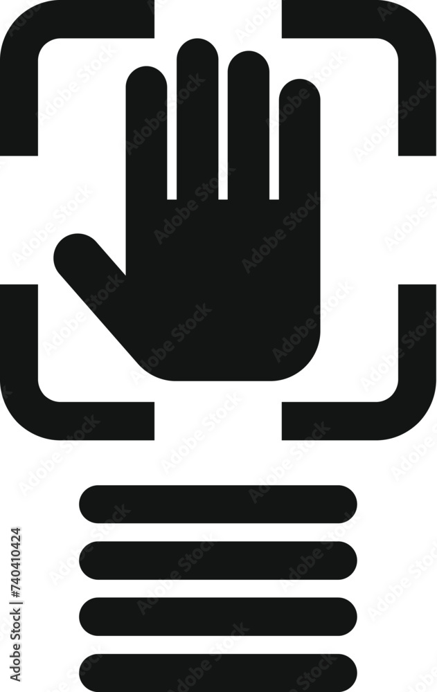 Poster palm scan privacy icon simple vector. bio scan. individual detect human