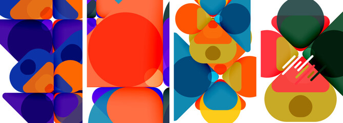 Colorful bright geometric abstract compositions for wallpaper, business card, cover, poster, banner, brochure, header, website