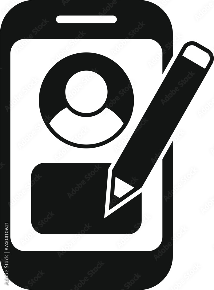 Poster handwriting phone identity icon simple vector. human security. scanner automatic